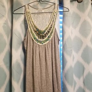 Beaded Charming Charlie Racerback Flowy Tank Top
